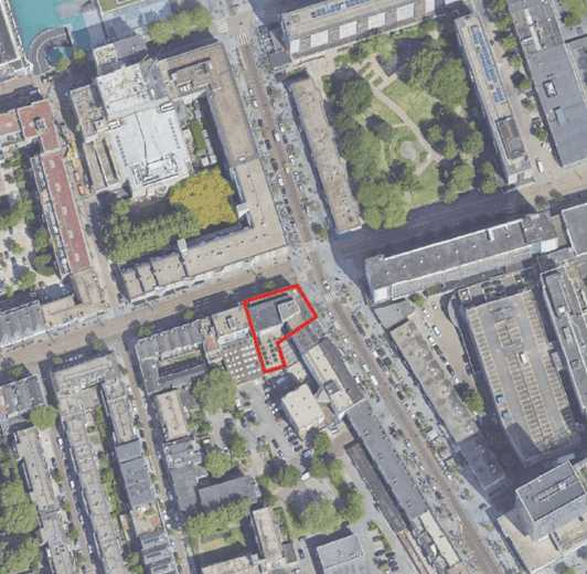 De Coolsingel en het centrum van Rotterdam nabij de Karel Doormanstraat